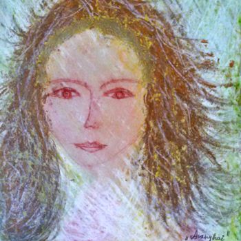 Drawing titled "Golden hair" by Erzsébet Engi, Original Artwork, Chalk