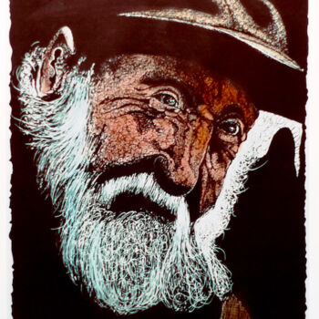 Dibujo titulada "Grand père" por Esdez, Obra de arte original, Tinta