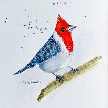제목이 "Pássaro Cardeal"인 미술작품 Esmerald Mell로, 원작, 수채화
