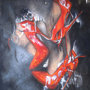 Malerei mit dem Titel ""Rouge"" von Liliana Esperanza, Original-Kunstwerk, Öl