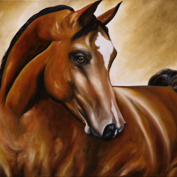 Peinture intitulée "Cheval Arabe" par Estelle Barbet, Œuvre d'art originale, Huile