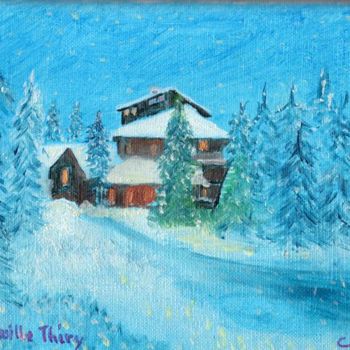 Pintura titulada "PAYSAGE D'HIVER BLEU" por Demoncheaux, Obra de arte original