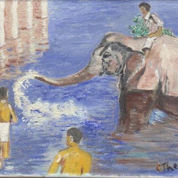 Peinture intitulée "HAMPI" par Demoncheaux, Œuvre d'art originale, Huile