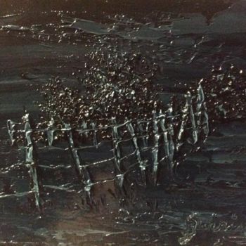 Pintura titulada "La nuit en hiver" por Etienne Guérinaud, Obra de arte original, Oleo