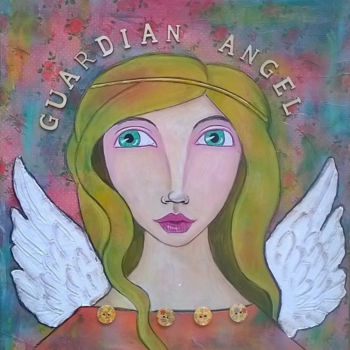Painting titled "guardian angel" by Ellen Hendrikx, Original Artwork, Acrylic