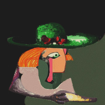 Digitale Kunst mit dem Titel "El sombrero verde" von Euclides Bernasconi Castellano, Original-Kunstwerk