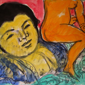Pittura intitolato "Rêve du sumo" da Eugenio Otero Vilchez, Opera d'arte originale, Olio