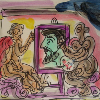 Schilderij getiteld "Femme grecque peint…" door Eugenio Otero Vilchez, Origineel Kunstwerk, Olie