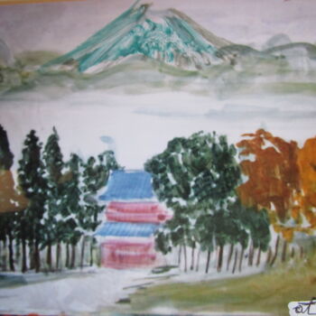 Pittura intitolato "le mont Fuji" da Eugenio Otero Vilchez, Opera d'arte originale, Olio