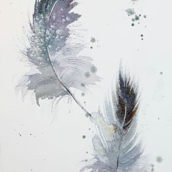 Peinture intitulée "Feathers #2" par Eugenia Gorbacheva, Œuvre d'art originale, Aquarelle
