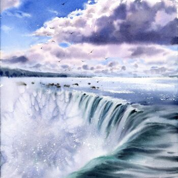 Painting titled "Niagara Falls" by Eugenia Gorbacheva, Original Artwork, Watercolor