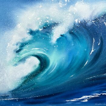 Painting titled "Wave #9" by Eugenia Gorbacheva, Original Artwork, Watercolor