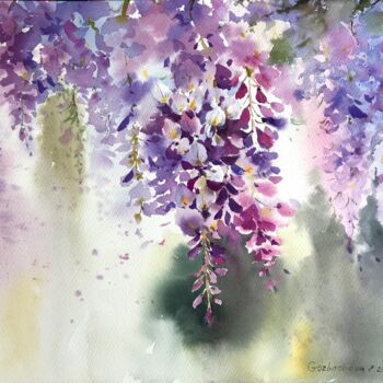 Pintura titulada "Wisteria #2" por Eugenia Gorbacheva, Obra de arte original, Acuarela