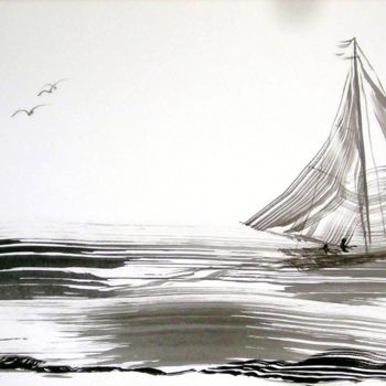 Pintura intitulada "BATEAUX Oceane.jpg" por Ev.A. Ramlot, Obras de arte originais, Tinta