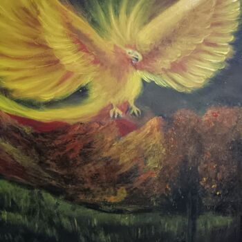 Картина под названием "Phoenix" - Eva Andre, Подлинное произведение искусства, Акрил Установлен на Деревянная рама для носил…