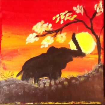 Painting titled "Savane au soleil" by Eva Fercot, Original Artwork, Gouache