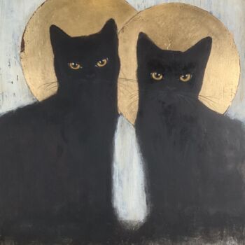 Painting titled "CATS" by Eva Fialka, Original Artwork, Acrylic