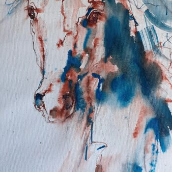 Painting titled "Blue Arabian horse" by Eva Gohier, Original Artwork, Acrylic
