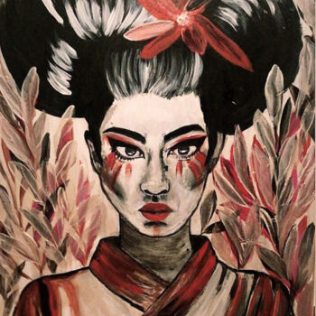 Schilderij getiteld "Geisha en Elegancia…" door Eva Perez, Origineel Kunstwerk, Acryl