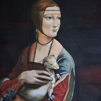 Painting titled "REPRODUCCIÓN DE LA…" by Eva Torres, Original Artwork, Oil Mounted on Wood Stretcher frame