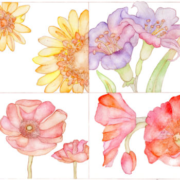 Malerei mit dem Titel "4 Seasons" von Eva B Art Watercolours, Original-Kunstwerk, Aquarell