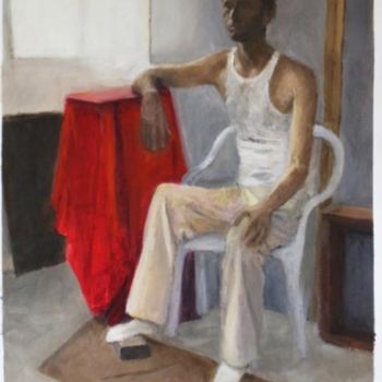 Peinture intitulée "Man by  the window" par Eva Ban Gophen, Œuvre d'art originale