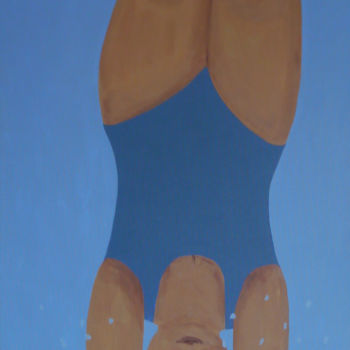 Malerei mit dem Titel "Le plongeon" von Eva Rouwens, Original-Kunstwerk, Acryl Auf Keilrahmen aus Holz montiert