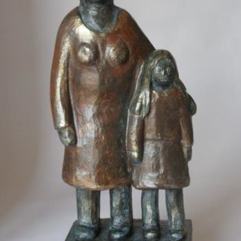 Skulptur mit dem Titel "Nous deux - 40 cm" von Eva Rouwens, Original-Kunstwerk, Terra cotta