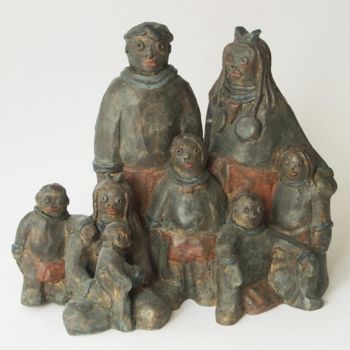 Skulptur mit dem Titel "Famille nombreuse" von Eva Rouwens, Original-Kunstwerk, Bronze
