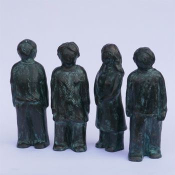 Sculpture titled "4 personnages - 19…" by Eva Rouwens, Original Artwork, Terra cotta