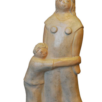 Skulptur mit dem Titel "Hé maman - bronze 1…" von Eva Rouwens, Original-Kunstwerk, Metalle