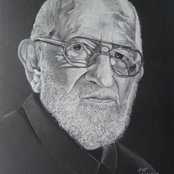 Drawing titled "Portrait de L'abbé…" by Eve Casanova, Original Artwork, Pencil