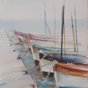 Peinture intitulée "Nez de bateaux" par Eve Elikoff, Œuvre d'art originale, Aquarelle