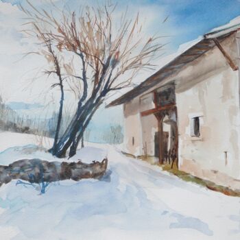 Painting titled "la vieille ferme da…" by Eve Hernandez, Original Artwork, Watercolor