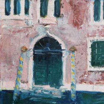 Painting titled "porte  2" by Eve Hernandez, Original Artwork, Oil Mounted on Cardboard