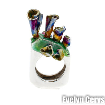Design getiteld "Silberring mit Blum…" door Evelyn Cerys, Origineel Kunstwerk, Juwelen