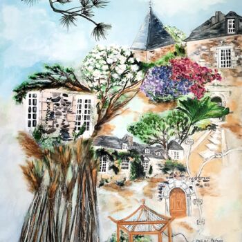 Painting titled "Les jardins de Kerd…" by Evelyne Beaurain, Original Artwork, Acrylic Mounted on Wood Stretcher frame