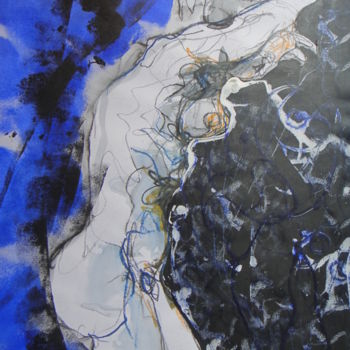 Pittura intitolato "BLU" da Evelyne Cassan, Opera d'arte originale, Pastello