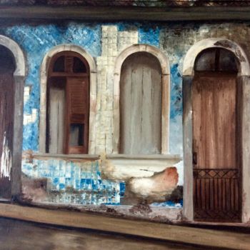 Pintura titulada "maison abandonnée (…" por Evelyne Deuil, Obra de arte original, Oleo