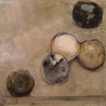 Malarstwo zatytułowany „5 boules déformées…” autorstwa Evelyne Dominault, Oryginalna praca, Olej