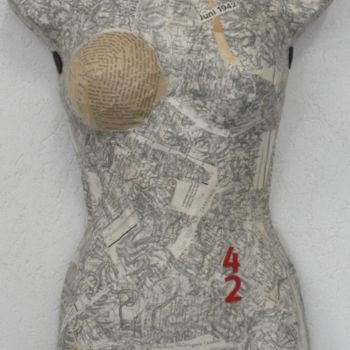 Sculpture titled "buste-juni-42-80x40…" by Evelyne Dominault, Original Artwork, Mixed Media