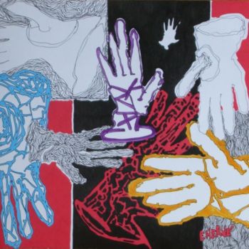 Картина под названием "gants et chuchoteme…" - Evelyne Hervé, Подлинное произведение искусства, Масло
