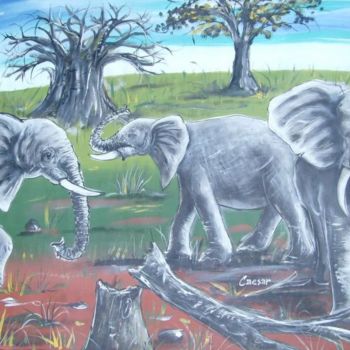제목이 "AFRICAN ELEPHANTS"인 미술작품 Mayor로, 원작