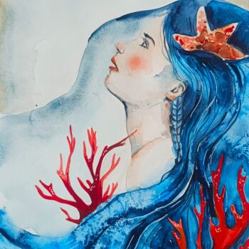 Peinture intitulée "Cuore del mare" par Evgenia Smirnova, Œuvre d'art originale, Aquarelle