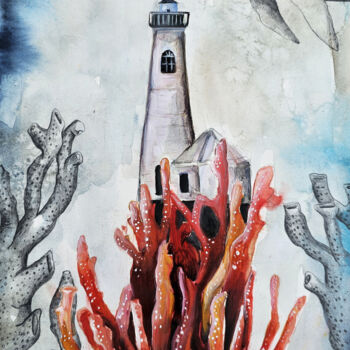 Painting titled "Ocean Life" by Evgenia Smirnova, Original Artwork, Watercolor