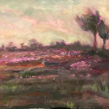 Painting titled "Landschaft violette" by Evgeniia, Original Artwork, Acrylic