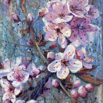 Картина под названием "Spring flowers" - Evgeny Chernyakovsky, Подлинное произведение искусства, Масло Установлен на Деревян…