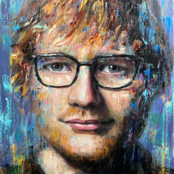 Painting titled "Ed Sheeran Oil Port…" by Evgeny Potapkin, Original Artwork, Oil Mounted on Wood Stretcher frame