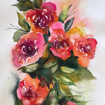 "Roses" başlıklı Tablo Ewa Helzen tarafından, Orijinal sanat, Suluboya