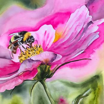 Pintura intitulada "Nectar" por Ewa Helzen, Obras de arte originais, Aquarela